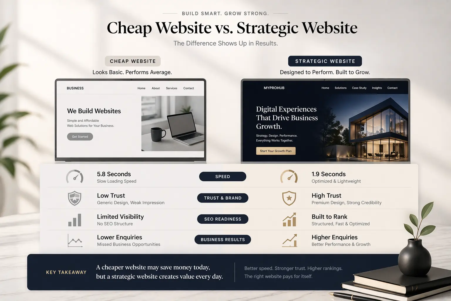 Cheap vs strategic website development in India comparison for business growth