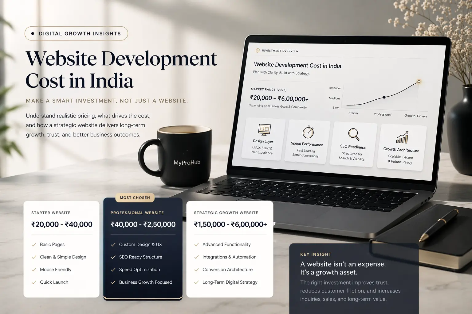 Website Development Cost in India premium pricing dashboard for business websites