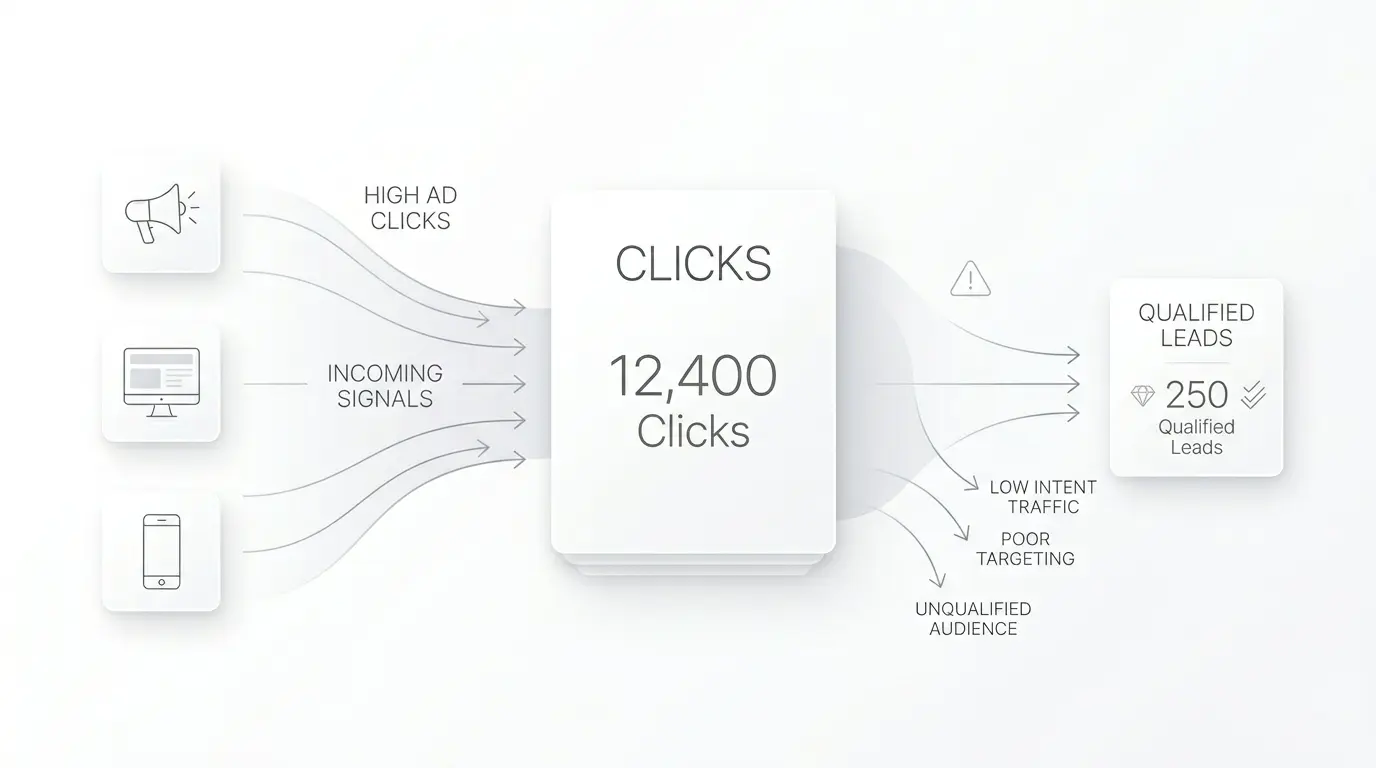why ads generate clicks but not qualified leads premium illustration