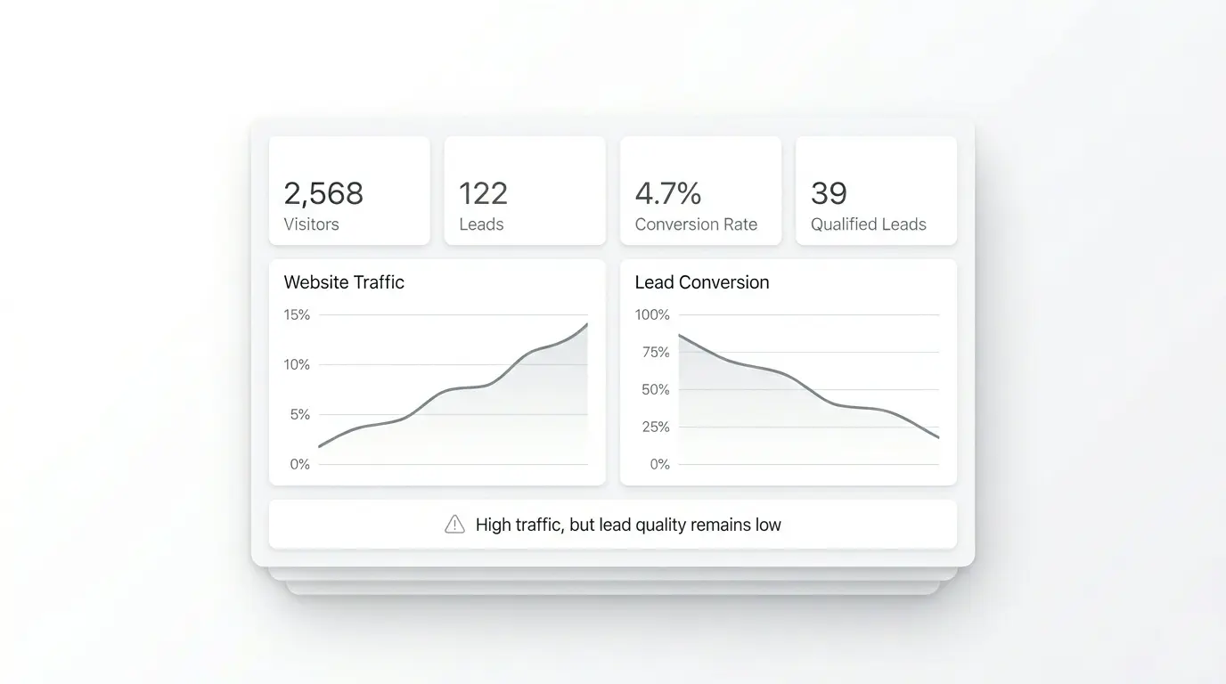 why your business gets traffic but no leads premium dashboard analysis